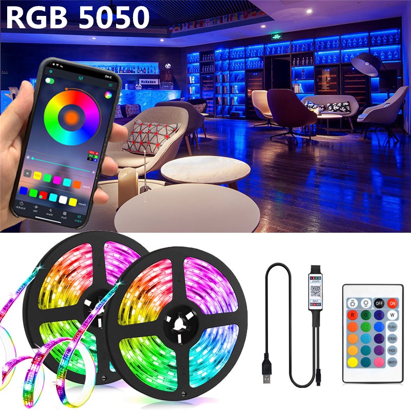 24-key bluetooth control RGB 5050 LED light strip USB DC 5V flexible ...