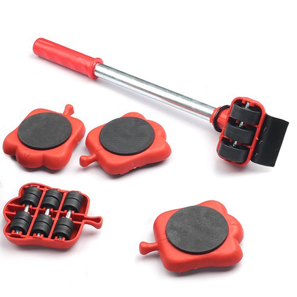 LJJMover Adjustable Heavy Duty Furniture Lifter Lifters Safety Design Red Rollers With 4 Sliders
