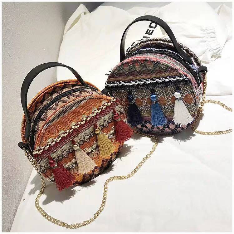 Ethnic Style Embroidered Diagonal Hanging Small Bag, Fringed Bag, Ancient Style Embroidered Bag main image 1
