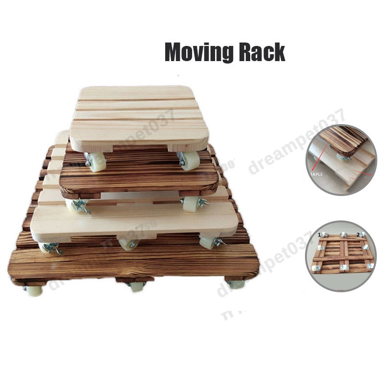 5qKA Solid Wood Strengthen Moving Rack Universal Wheel Frame Wooden ...