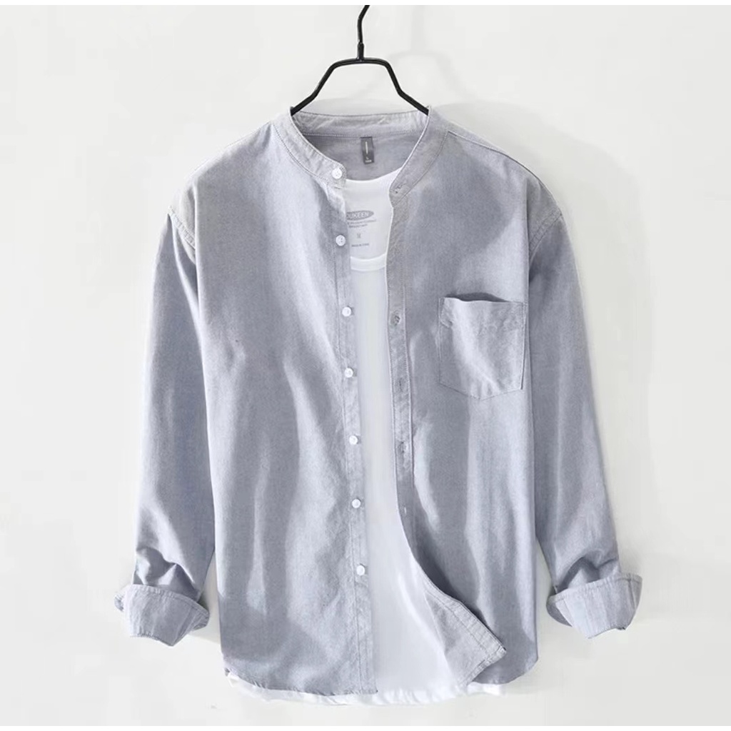 HUILISHI 9COLOUR Chinese collar Cotton Long Sleeve Plain Men's Fashion ...