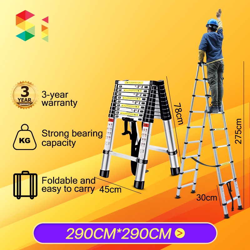 [3 Years Warranty] Aluminum Folding Ladder Multipurpose 4x4 Folding