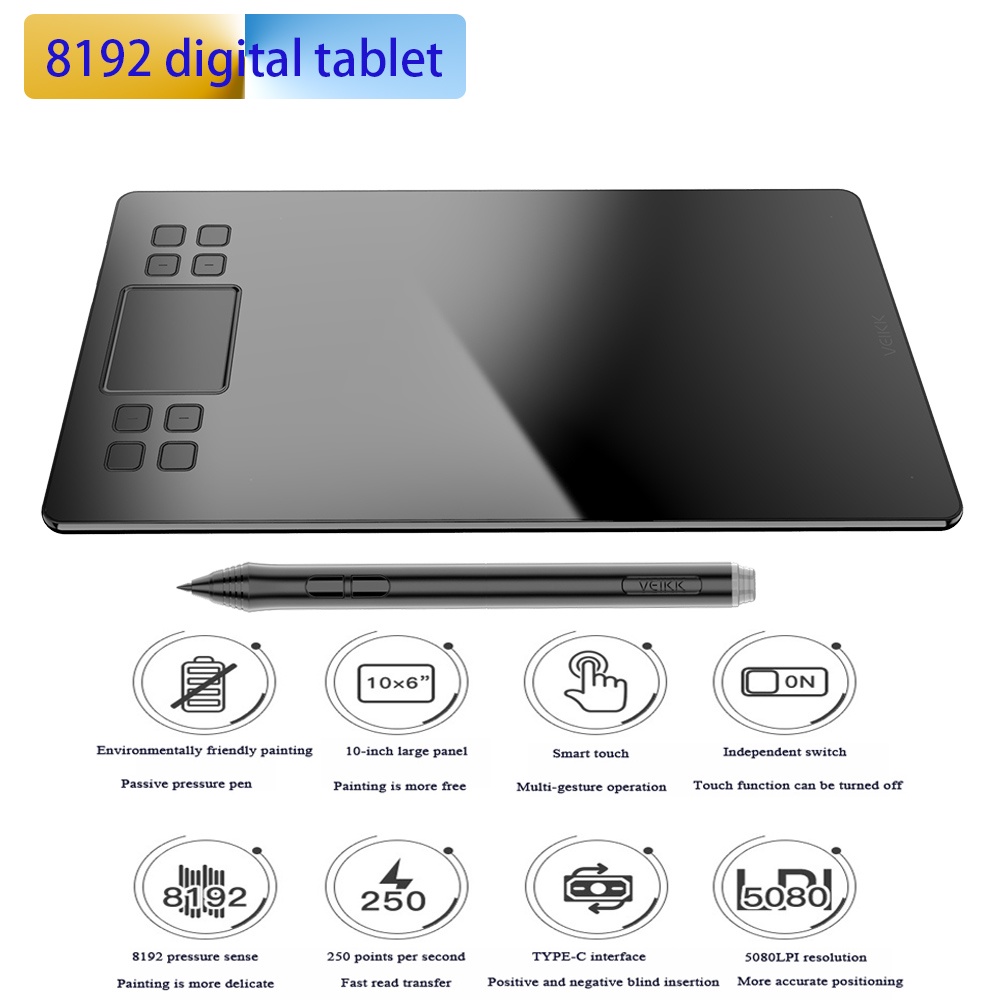 VEIKK New 1060 Plus 8192 Levels Digital Tablet Graphics Drawing Tablets ...