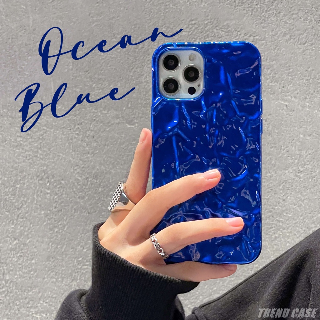 Royal blue Tin Paper pattern Phone Case For iPhone 13 12 11 Pro XS Max