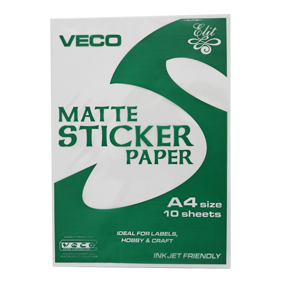 Elit Veco Sticker Paper Matte Glossy Satin10sheets A4 Size Shopee