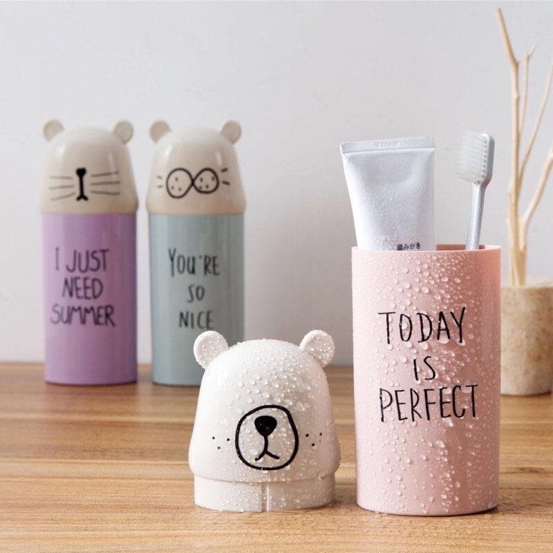 Travel Portable Cartoon Bear Toothbrush Toothpaste Storage Boxes ...