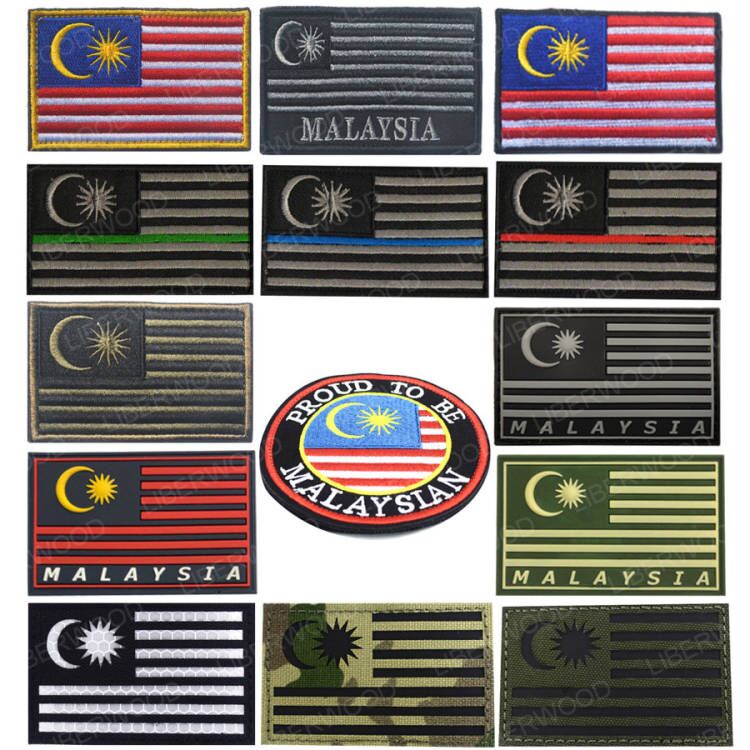 Malaysian Flag Embroidered Patches Skull Tactical Army Military Morale ...