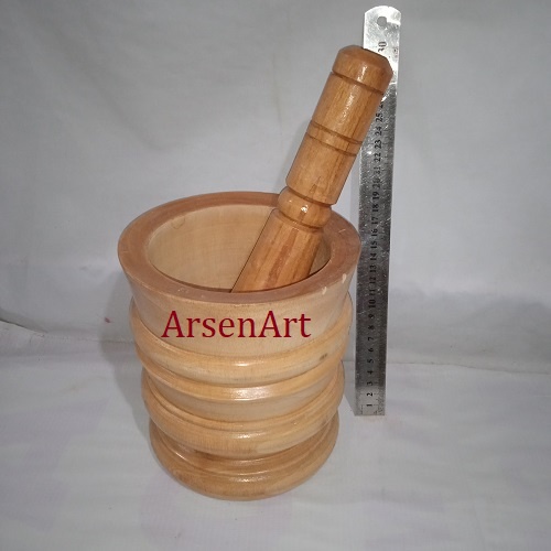 KAYU Mahogany Mortar 22cm High, Pestle, Pounder/Smoothing Tool For