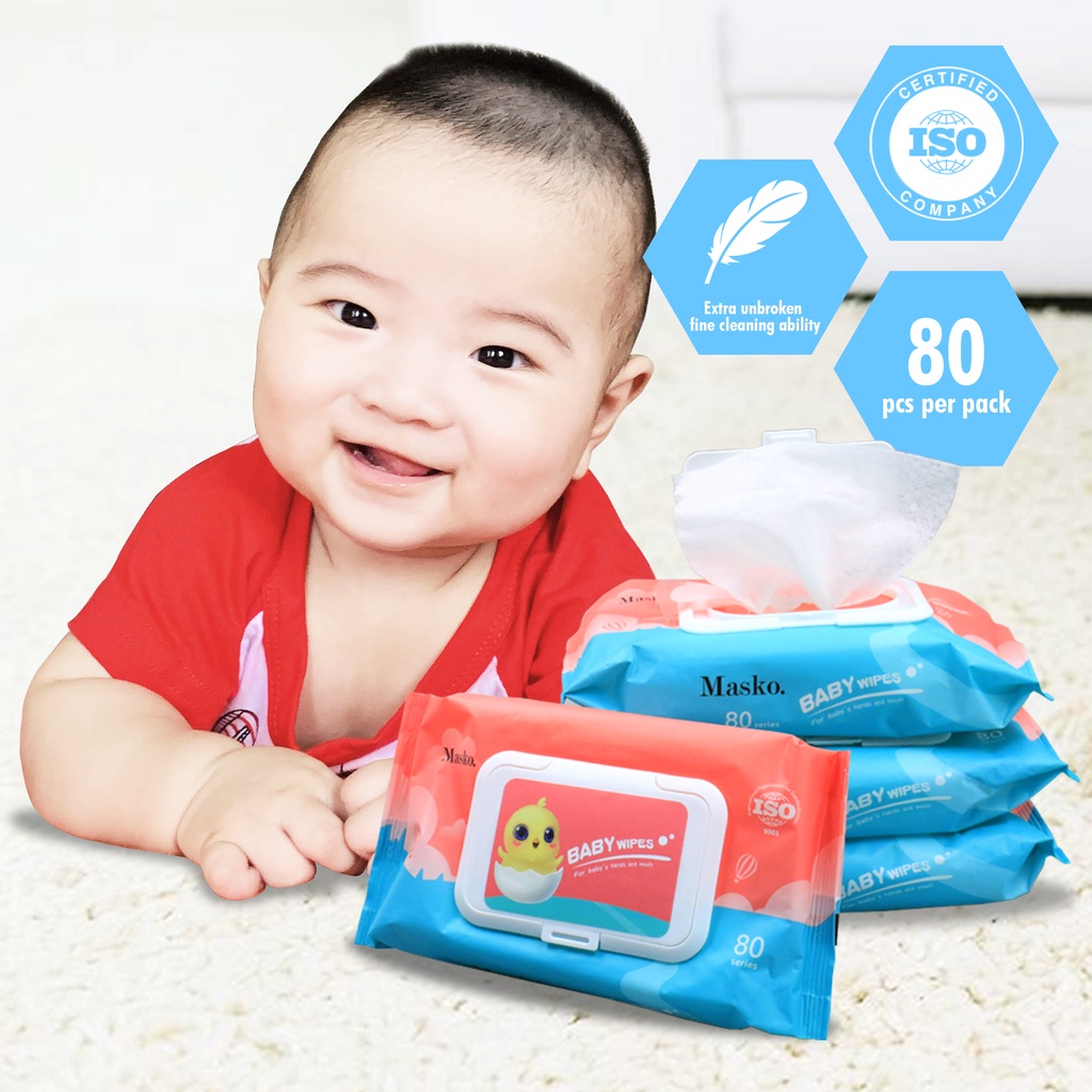 Organic Baby Wipes 80 Pcs Per Pack 99 Water Hypoallergenic (Non