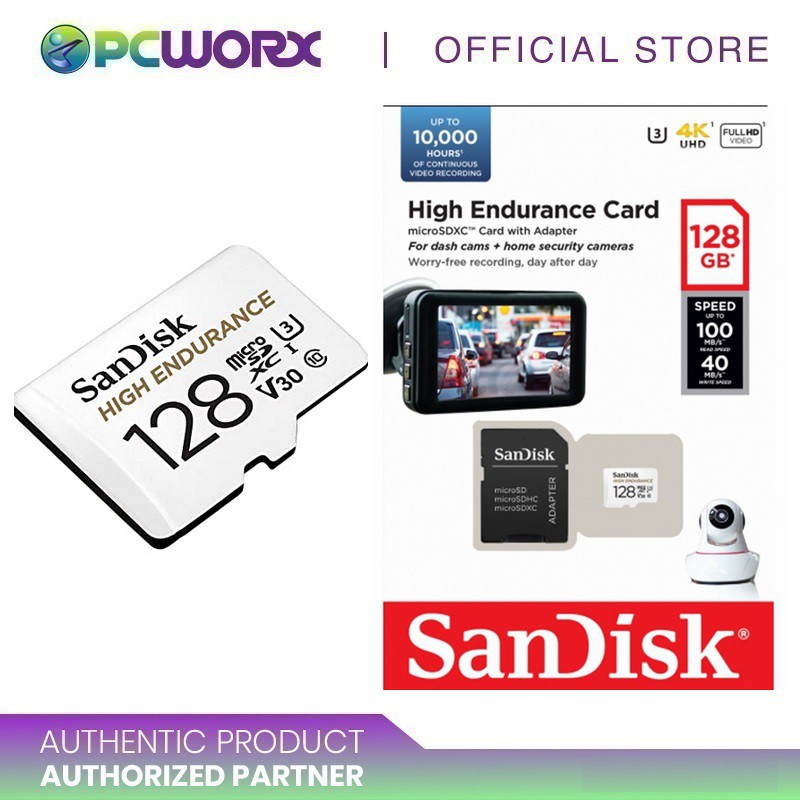 Sandisk SDSQQNR-128G-GN6IA 128GB High Endurance Micro SD with Adapter ...