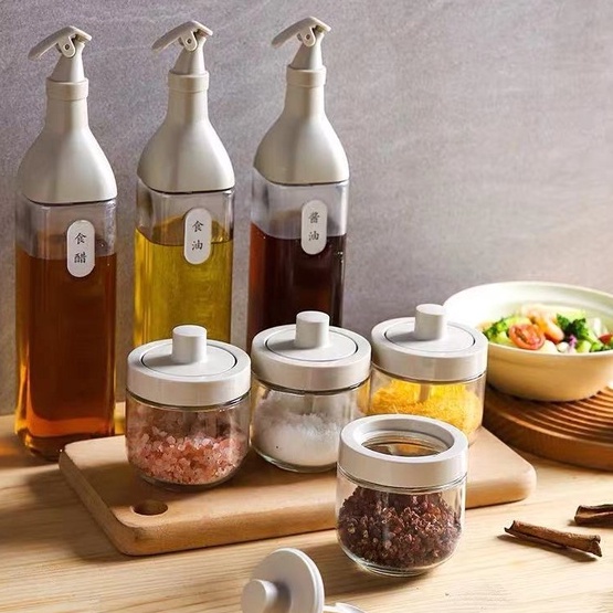 Classy Luxe Kitchen Glass Seasoning Spoon Bottle Jar Organizer Glass ...