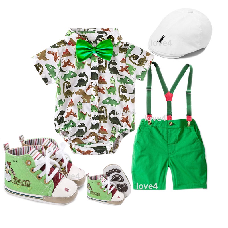 `Green Jungle Safari Costume Baby Boy Set Newborn Infant Birthday