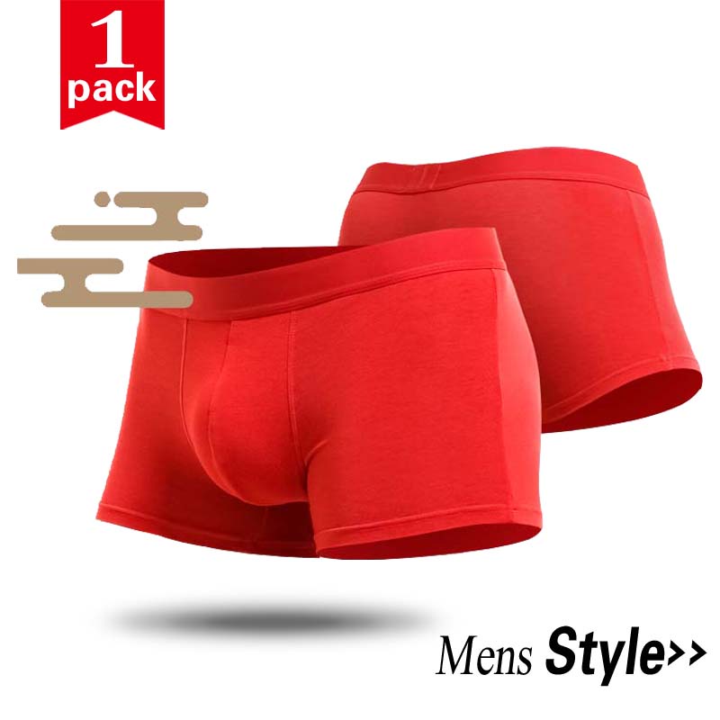 Men's Underpants Men's Boxers Red New Year's Gifts Wedding Thin Boxers ...