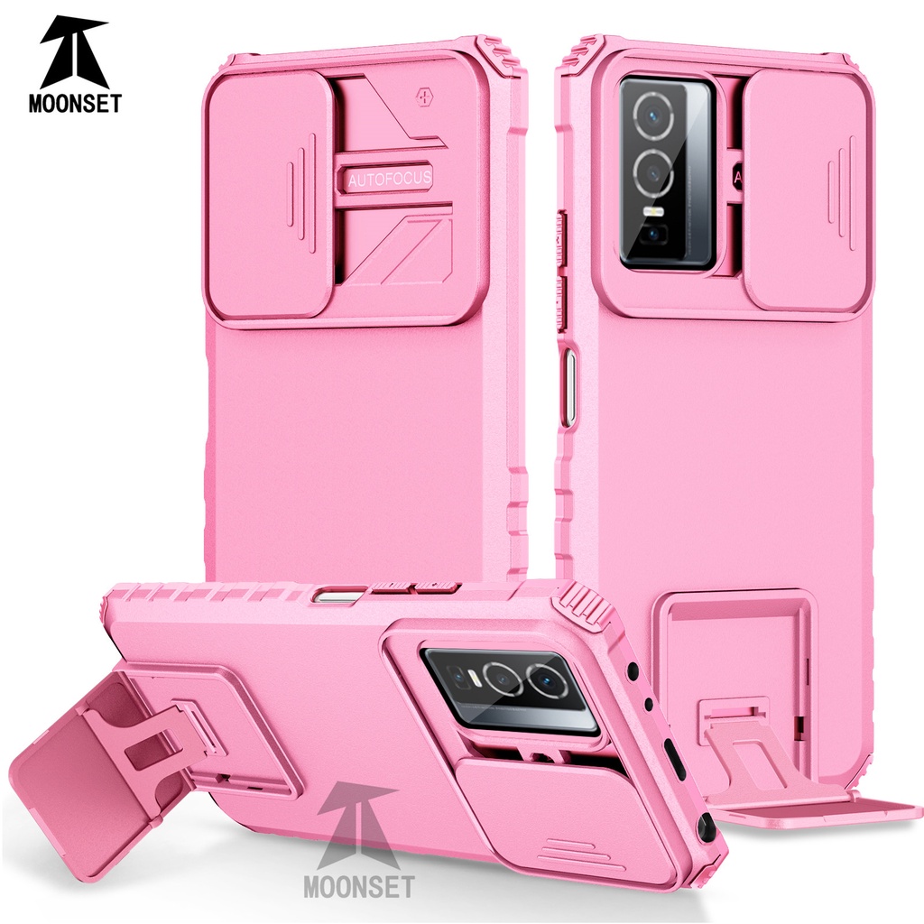 Custodia Per Vivo Y76 5G / Y76s – Silicone TPU Morbido Con Supporto Ad Anello Girevole, Antiurto, Rossa