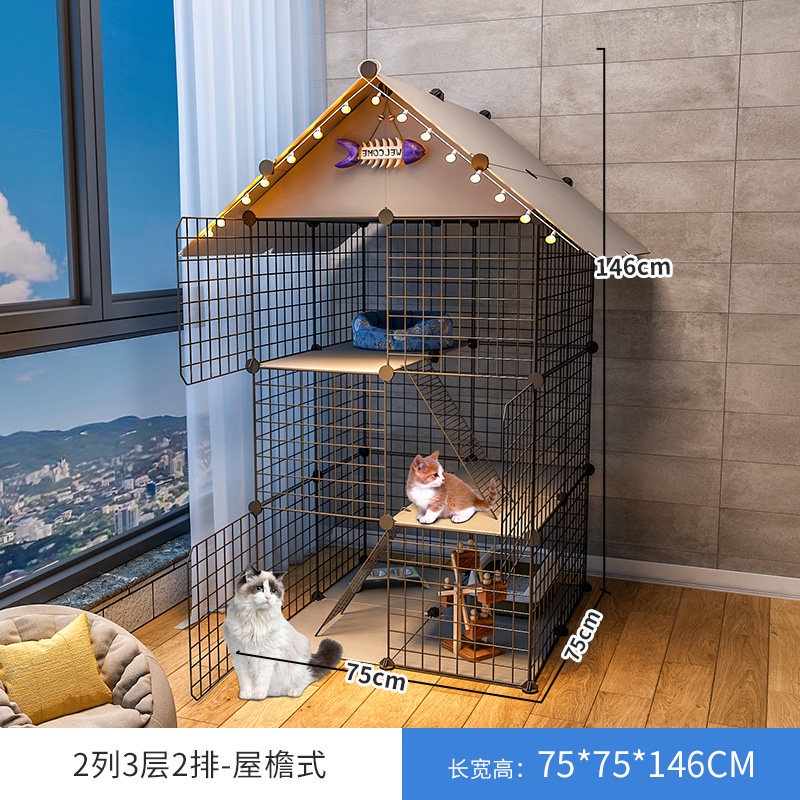 Cat Cage Cat Villa Home Indoor Small Cat House Three Layer Cat Nest