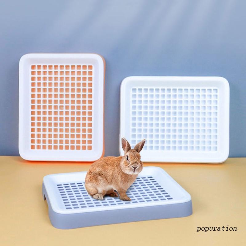 POP Rabbit Litter Box with Grate Guinea Pig Litter Pan for Cage Bunny