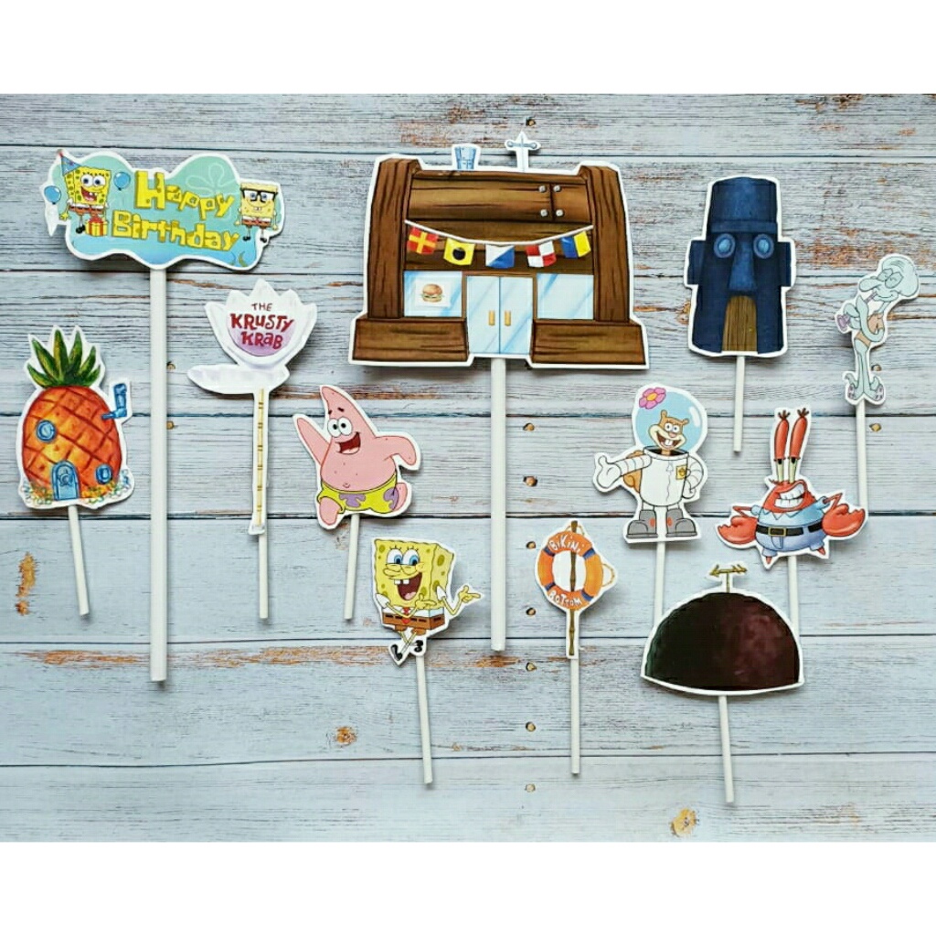 A set Of Spongebob Sponge Bob Spongbob Birthday cake topper Character ...