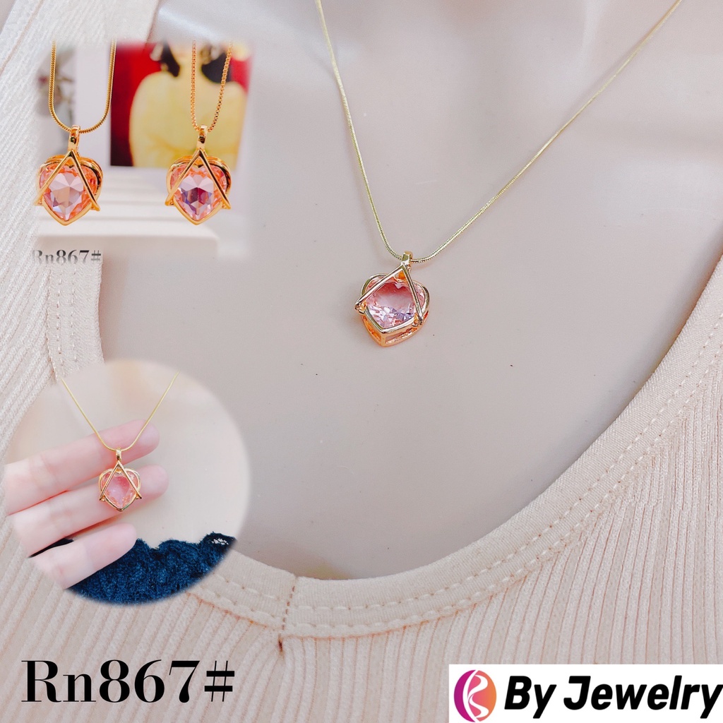 [BY]18K Rose Gold Plated in love Pink Heart Pendant Necklace ...