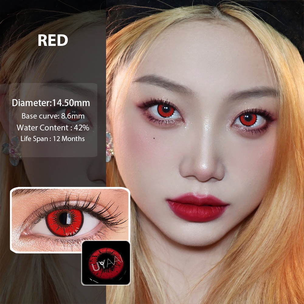 UYAAI Cosplay Colored Contact Lens Color Yearly Cosmetic Love Words