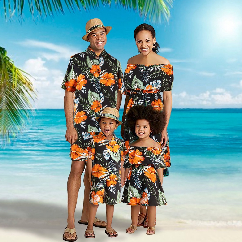 Summer Family Clothes Matching Set Outfits Hawaii parent-child shirt ...