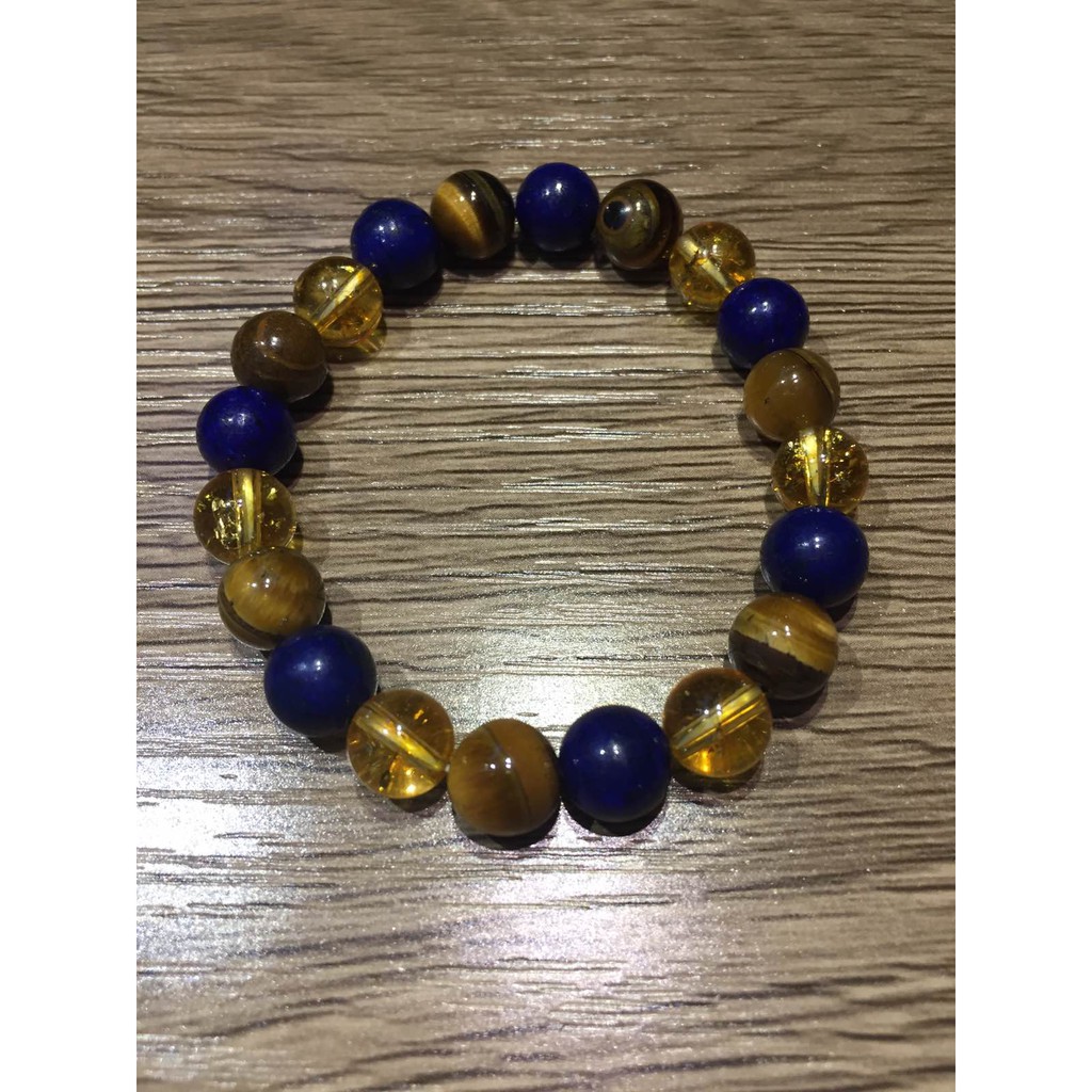 Citrine, Lapis Lazuli, Tiger eye 8mm Natural Crystal Charm