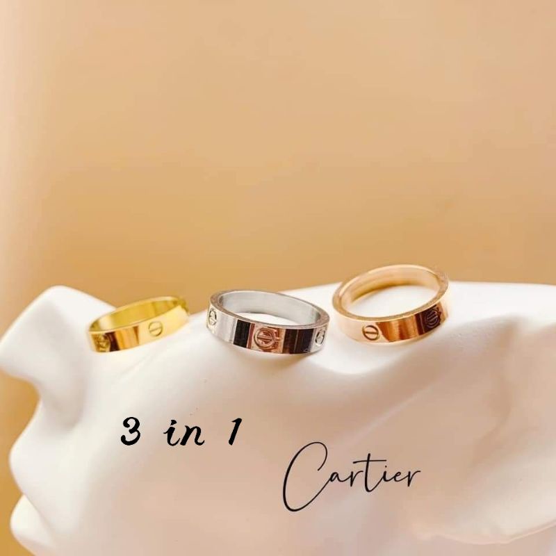 Jewelry Cartier Love Ring 3 in1 Set 100 Stainless Steel