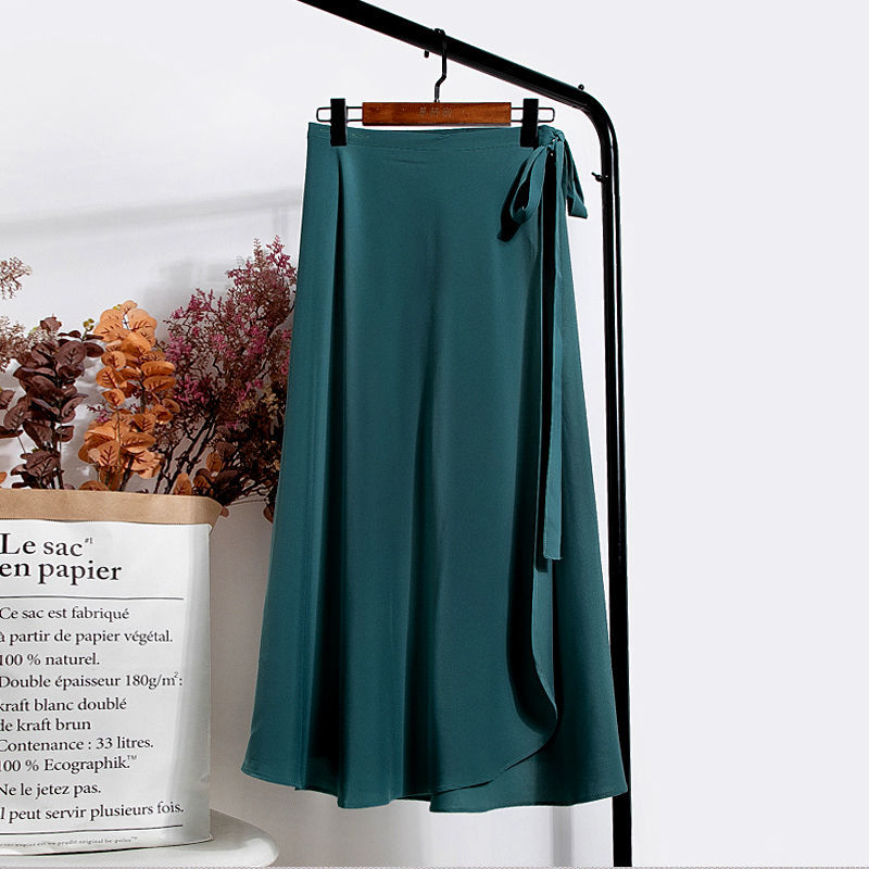 Women wrap skirt High Waist long Maxi Skirts Pure color chiffon Korean ...