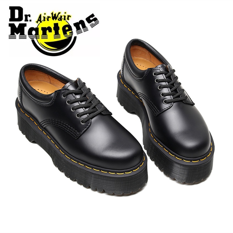 8053 Leather Platform Casual Shoes in Black