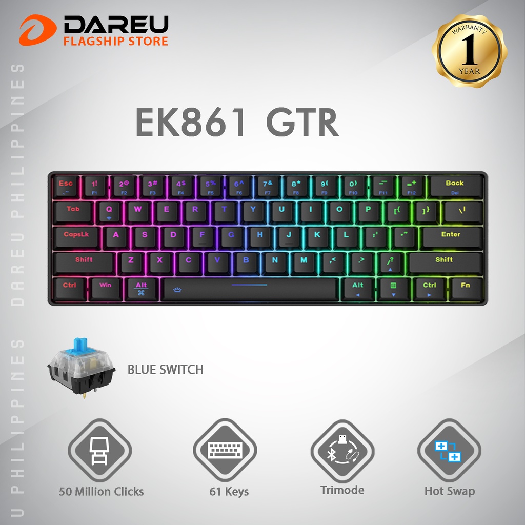 EK861 GTR Trip-mode Hotswappable Switch Keyboard | Shopee Philippines