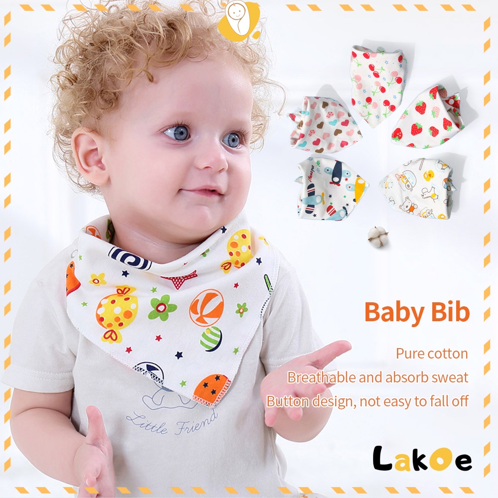 Lakoe Double layers Baby bib pure cotton Infant Triangle Bib | Shopee ...