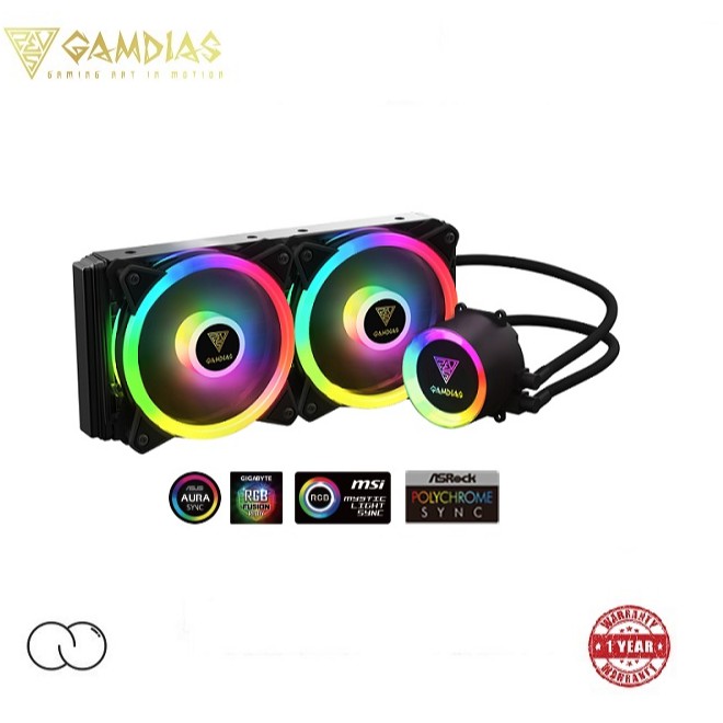 GAMDIAS CHIONE M2 240R CPU AIO LIQUID COOLER / Neon-Flex RGB WATER ...