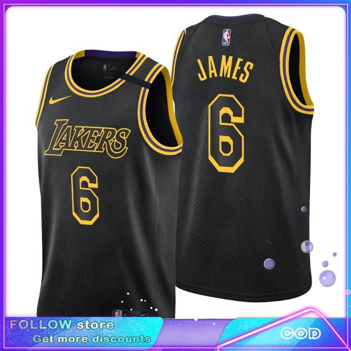 2021-22 Los Angeles Lakers LeBron James #6 Earned Edition Black Jersey  Change Number