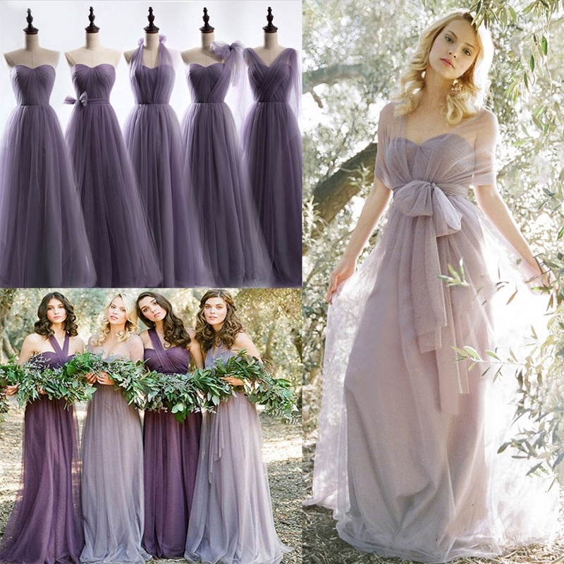 Long Chiffon Bridesmaid Illusion Mesh Burgundy Plus Size A Line Sleeveless  Wedding Bridesmaid Dress
