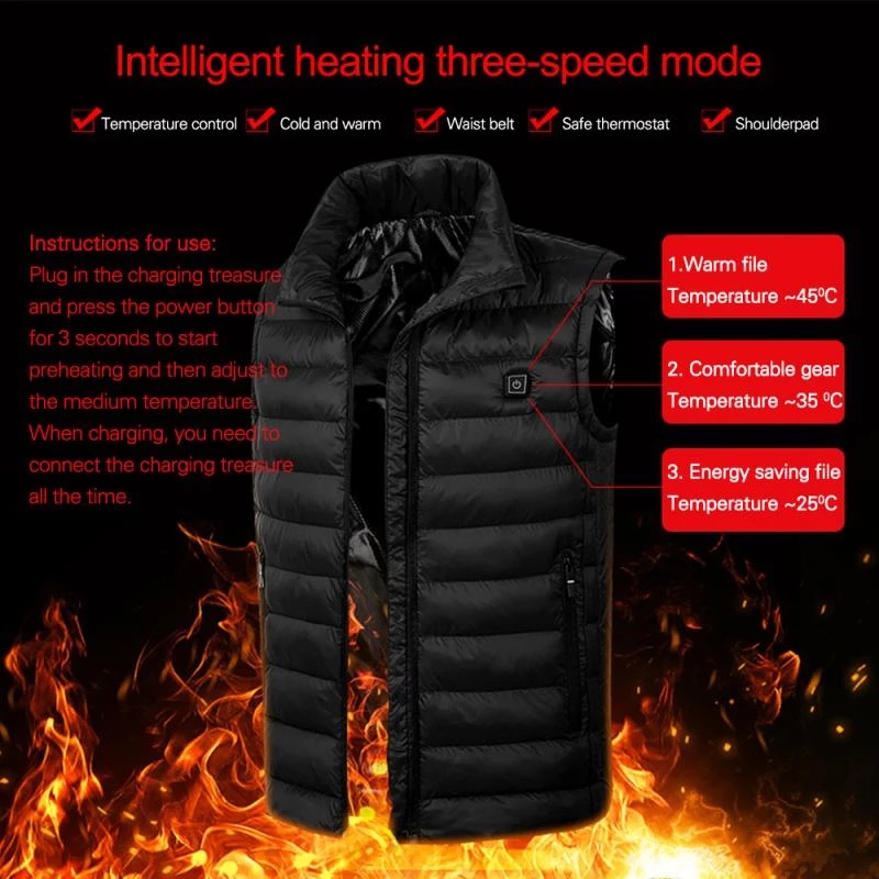 2022 Fashion Two Heated Zones Vest Men Autumn Winter Smart Heating Jacket usb Infrared Electric Heating Vest Thermal Fever Vest Shopee Philippines