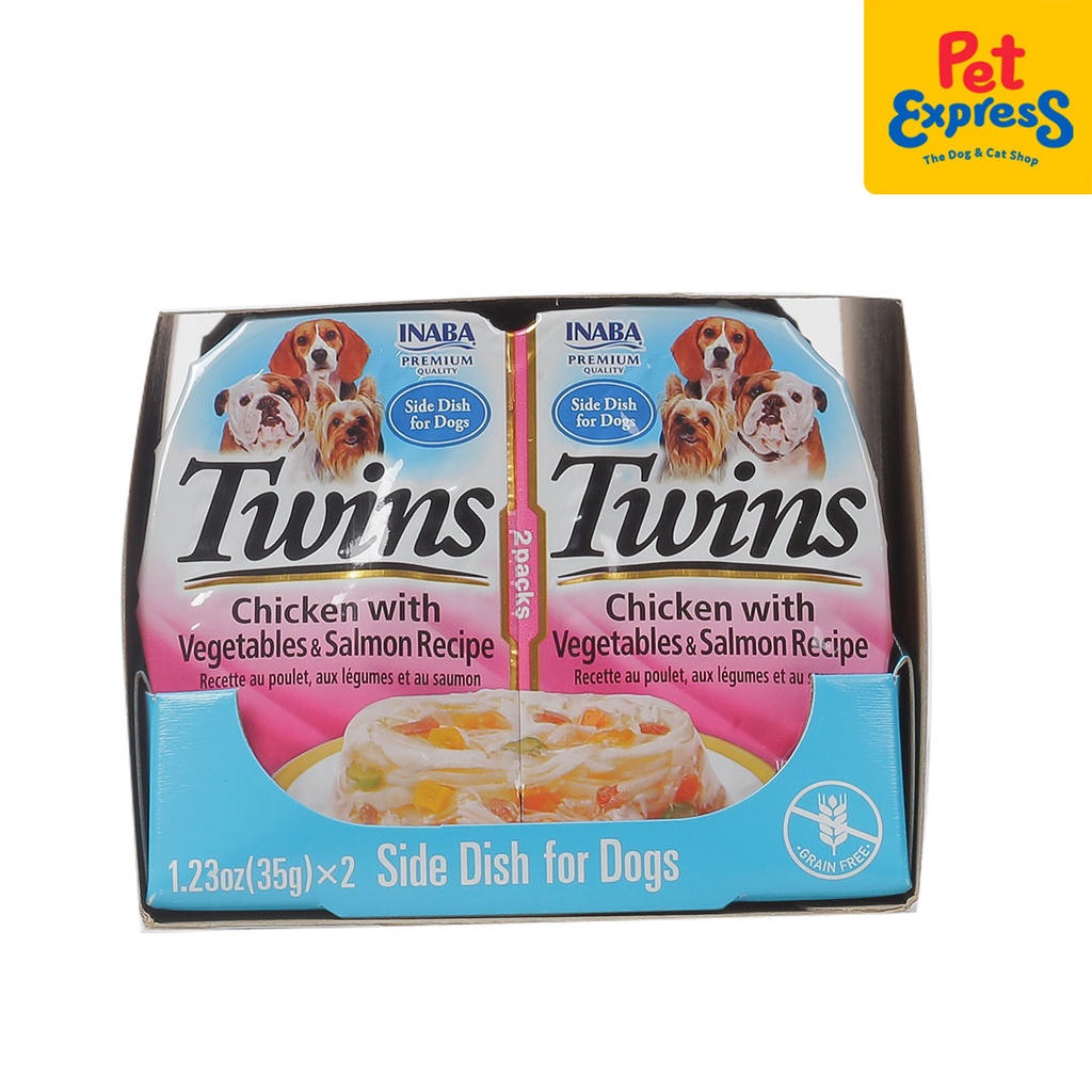 Inaba Twin Cups Chicken with Vegetable Salmon Recipe Wet Dog Food 35gx2