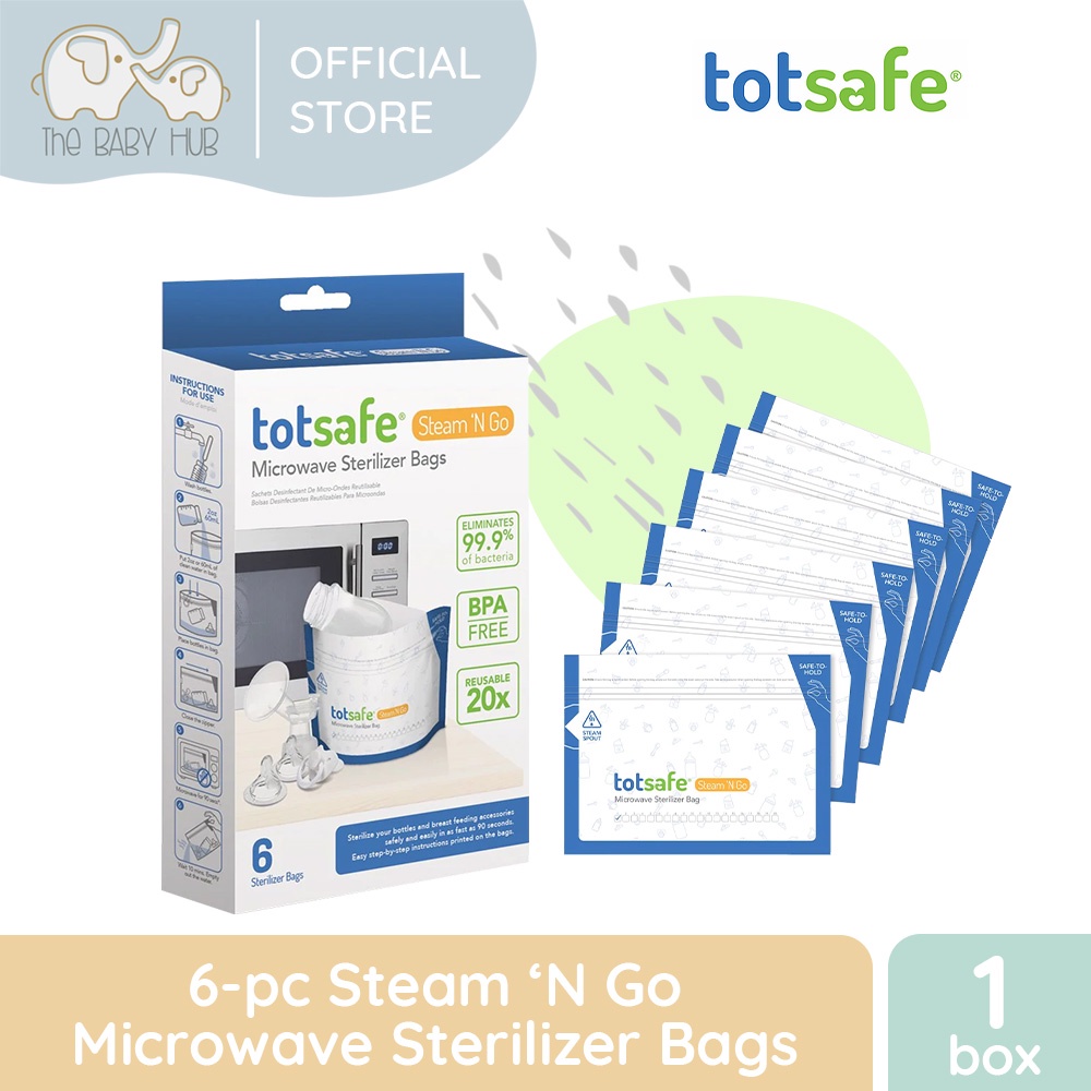 Totsafe Steam N Go Reusable Microwave Sterilizer Bags (Box of 6