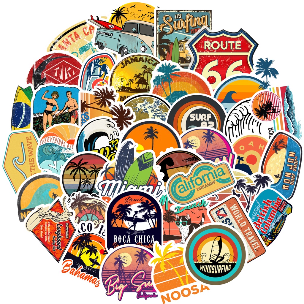Retro Vintage Surfing Journal Sticker Pack (40pcs) | Shopee Philippines