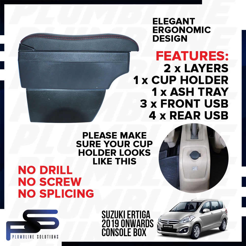Car Armrest Suzuki Ertiga 2019 2023 Arm Rest Console Box Premium Double Layer 7 USB PORTS