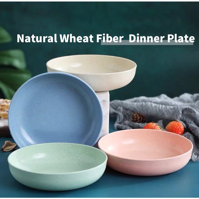 1pc Wheat Straw Plate Bowl Dinner Wheat Fiber Bowl Dessert Plate Snack ...