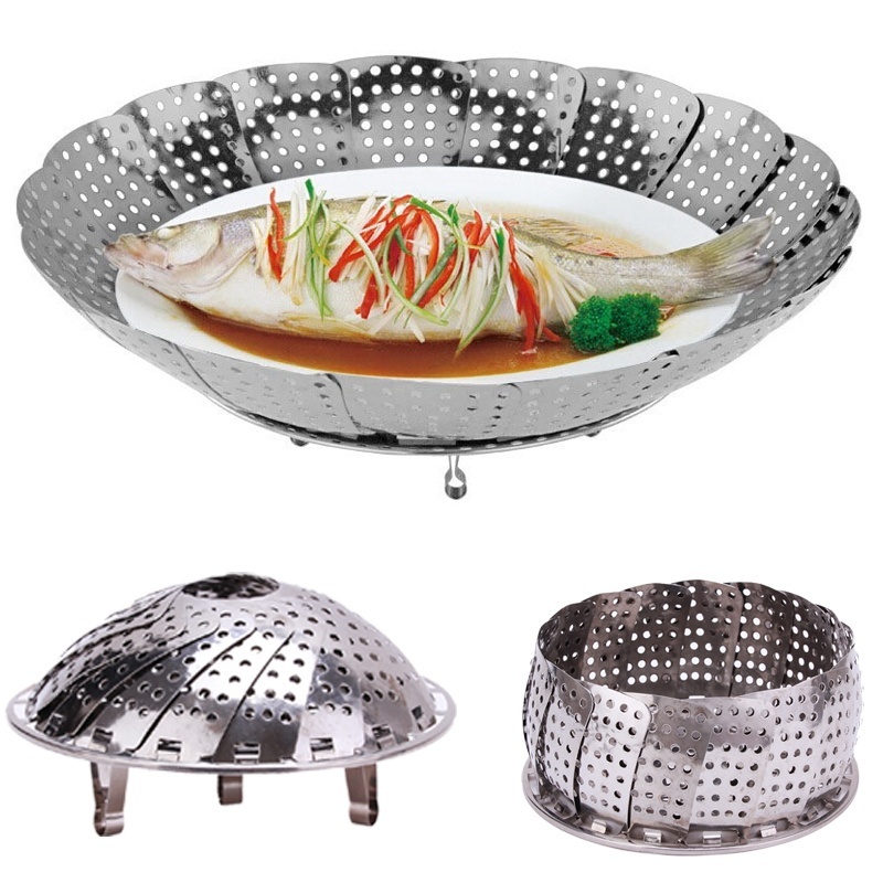 Folding Stainless Mesh Food Dish Vegetable Egg Fruit Steamer Basket ...