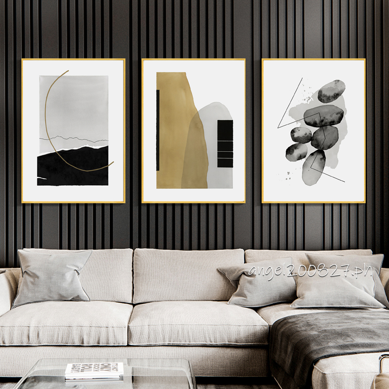 Nordic Style Black and White Art Abstract Geometric Lines Canvas ...