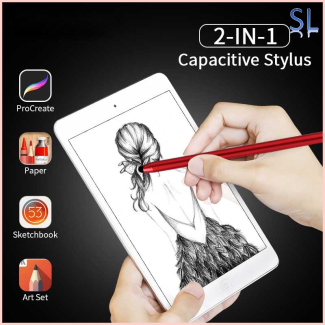 2 in 1 Stylus Pen Capacitive Screen Touch Pencil Drawing Pen for Tablet