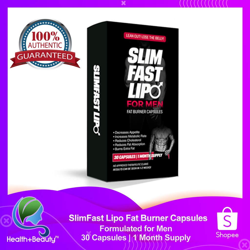 SlimFast Lipo For Men Weight Loss Fat Burner Formula 30 Capsules