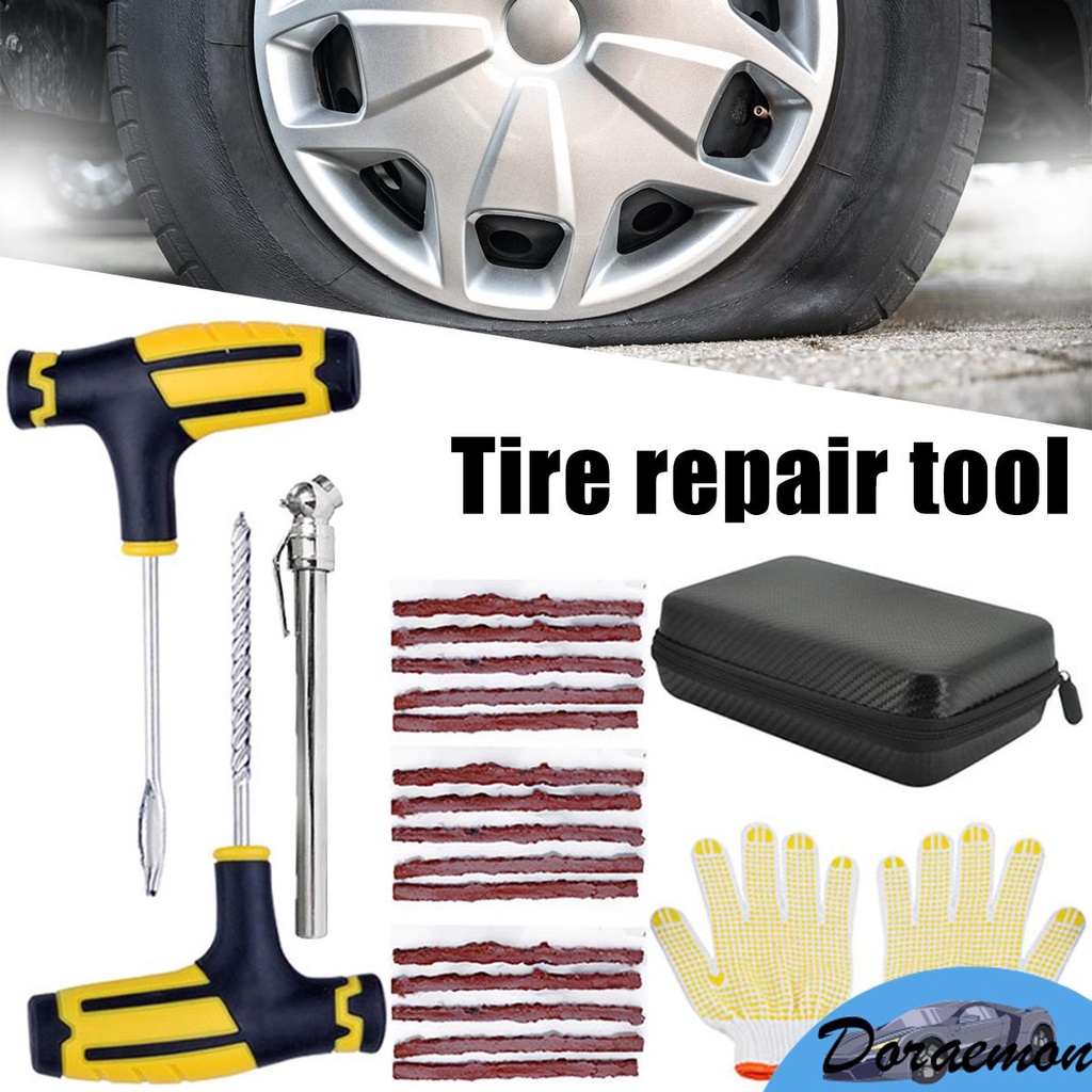 Tubeless Tyre Puncture Repair Kit Tool Auto Tire Plug Kit with 15