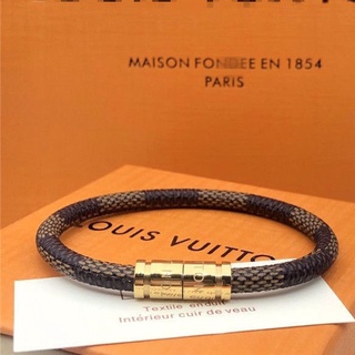 ○Louis Vuitton leather rope magnetic buckle bracelet CNC carved leather  personality tide couple brac