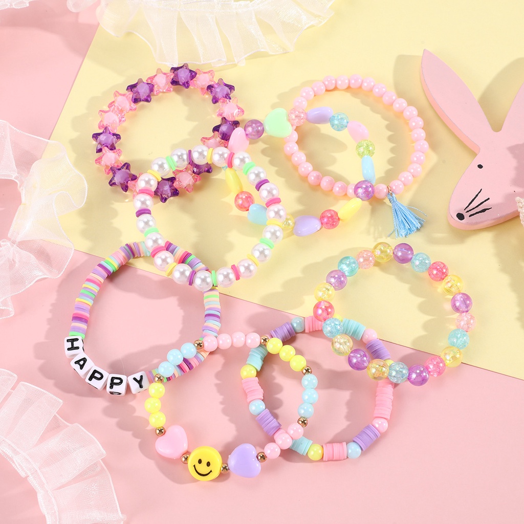 10 colors Korean Pastel Bead Bracelet Girl's Jewelry Cute Princess ...