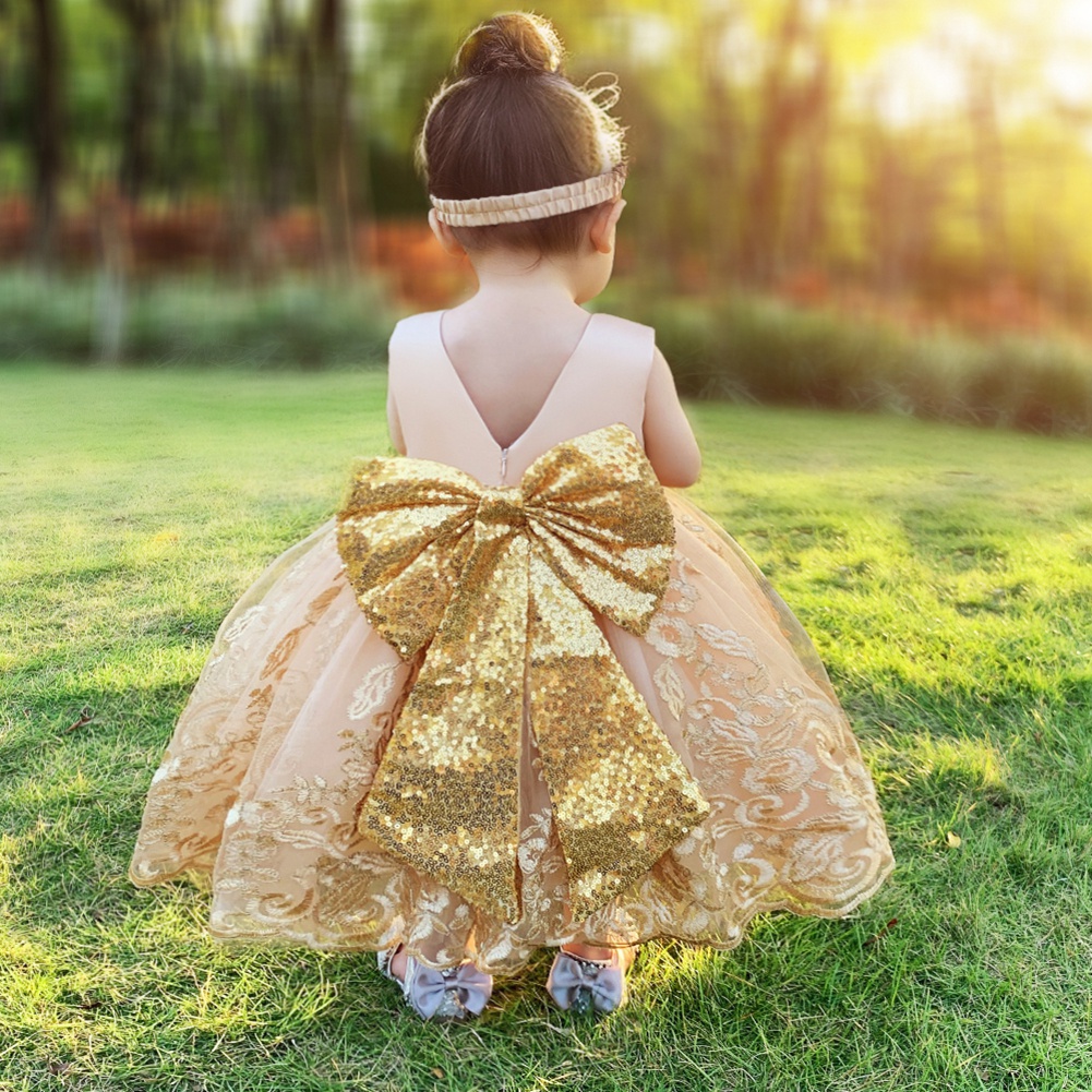 Kids Summer Golden Dress Baby Baptism Gown with Headband 1st Birthday Party Dresses Princess party Formal Party dresses 0 2 years Shopee Philippines