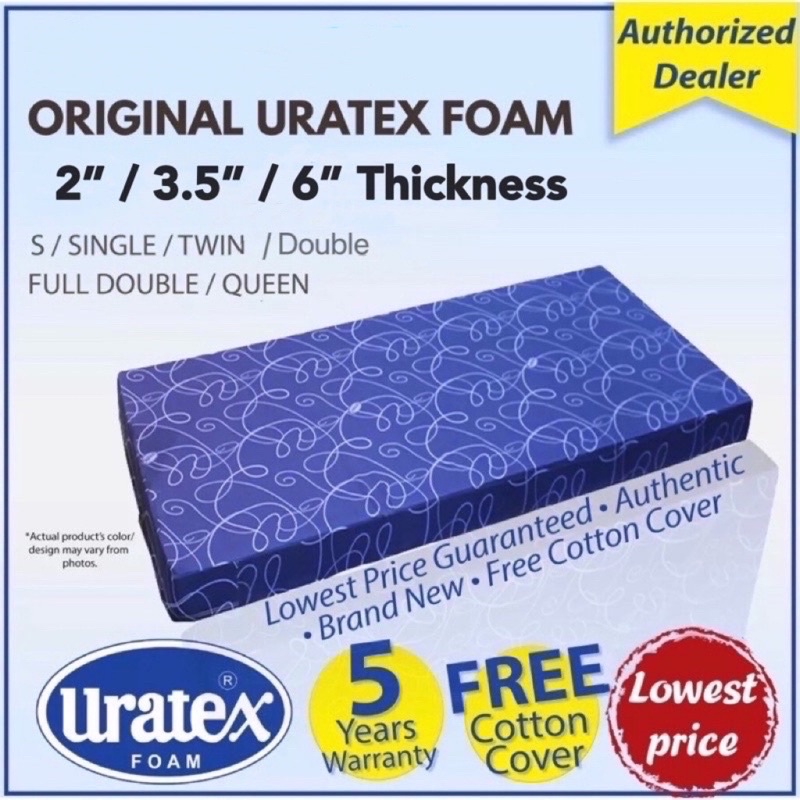 Uratex Foam Mattress with Cover 2 and 3.5 inches thick 100% ORIGINAL