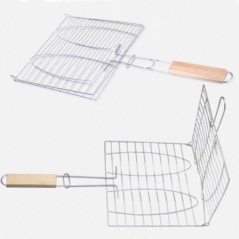 Stainless Steel Rectangle BBQ Grill Outdoor Camp Barbecue Net Rack with ...