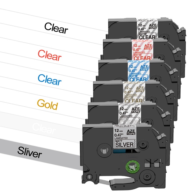 6Pack Mixed Colors Matt Tape Compatible for Brother Label Tape 6mm 9mm